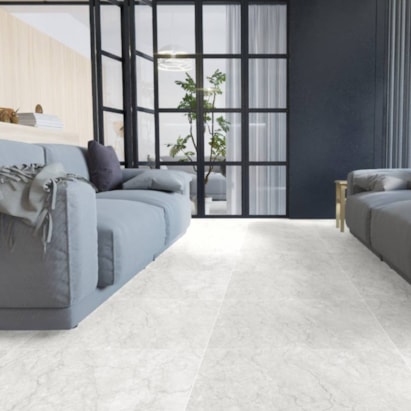 Piso Cerâmico Polido 60x60cm Caixa 2,47m² Lume Baviera Gris Retificado