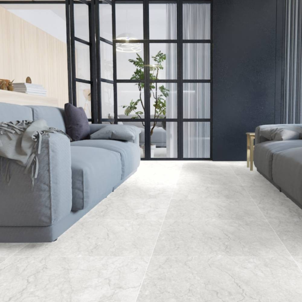 Piso Cerâmico Polido 60x60cm Caixa 2,47m² Lume Baviera Gris Retificado