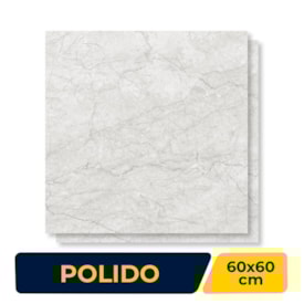 Piso Cerâmico Polido 60x60cm Caixa 2,47m² Lume Baviera Gris Retificado