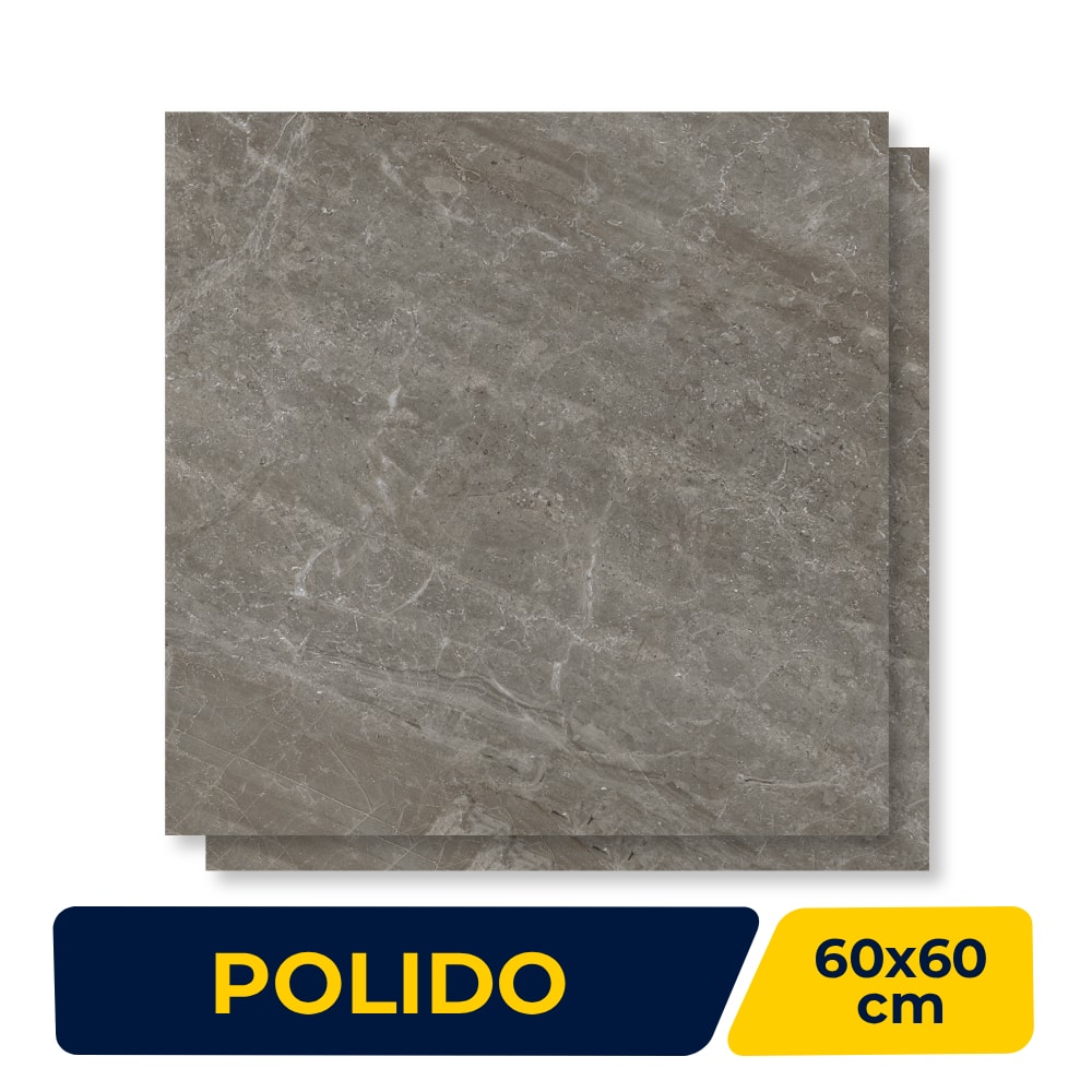 Piso Cerâmico Polido 60x60cm Caixa 2,47m² Lume Fênix Grigio Retificado