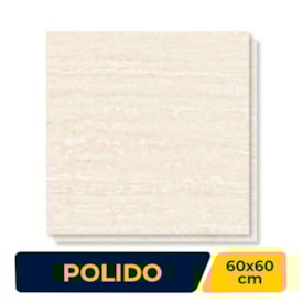 Piso Cerâmico Polido 60x60cm Caixa 2,47m² Lume Fontana Bege Retificado