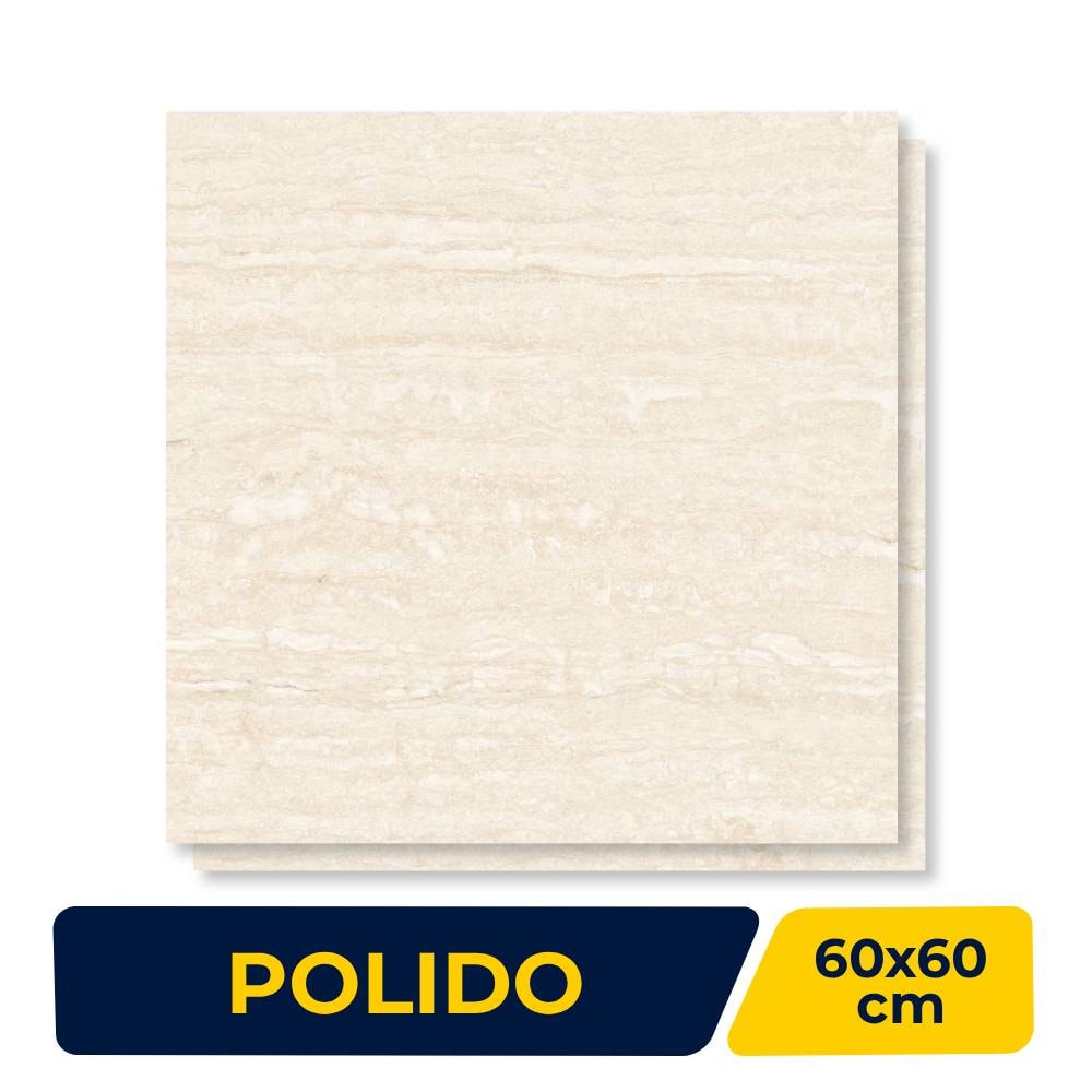 Piso Cerâmico Polido 60x60cm Caixa 2,47m² Lume Fontana Bege Retificado