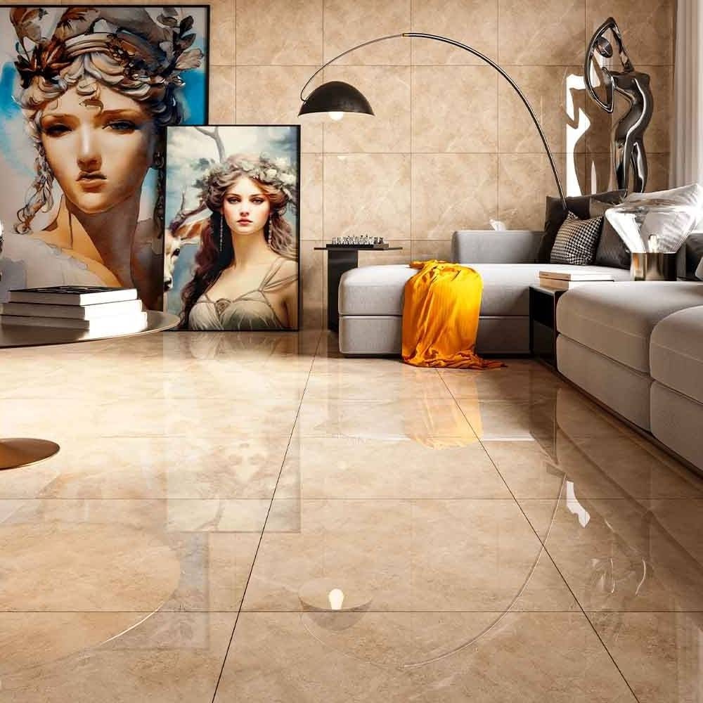 Piso Cerâmico Polido 60x60cm Caixa 2,47m² Lume Veneto Bege Retificado