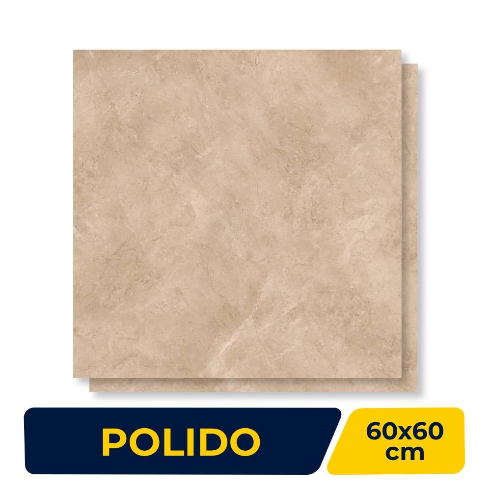 Piso Cerâmico Polido 60x60cm Caixa 2,47m² Lume Veneto Bege Retificado