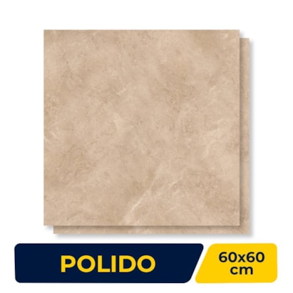 Piso Cerâmico Polido 60x60cm Caixa 2,47m² Lume Veneto Bege Retificado