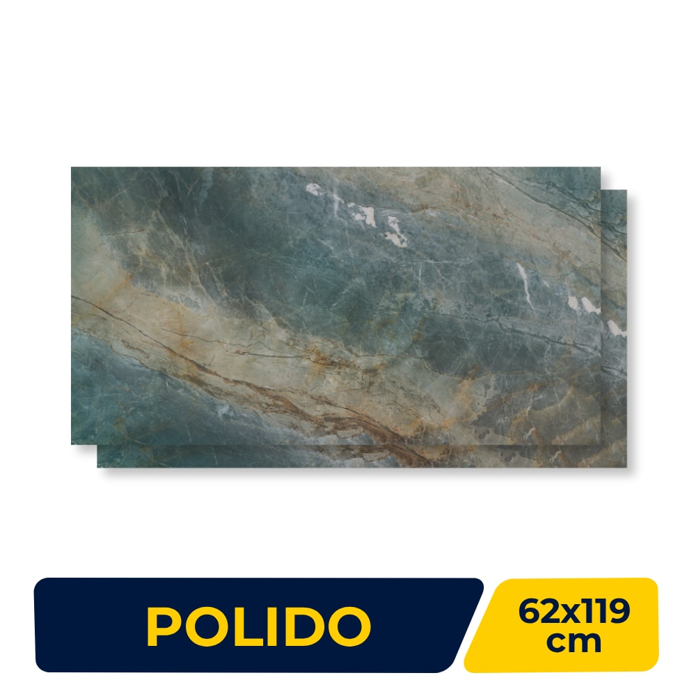 Piso Cerâmico Polido 62x119cm Caixa 2,20m² Lume Astúrias Retificado