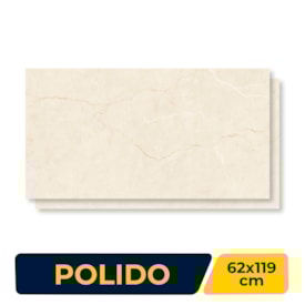 Piso Cerâmico Polido 62x119cm Caixa 2,20m² Lume Palestra Bege Retificado