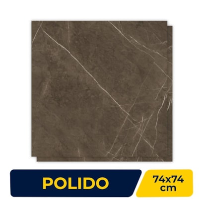 Piso Cerâmico Polido 74x74 Caixa 2,19m² Inout Filira Retificado - 70820R