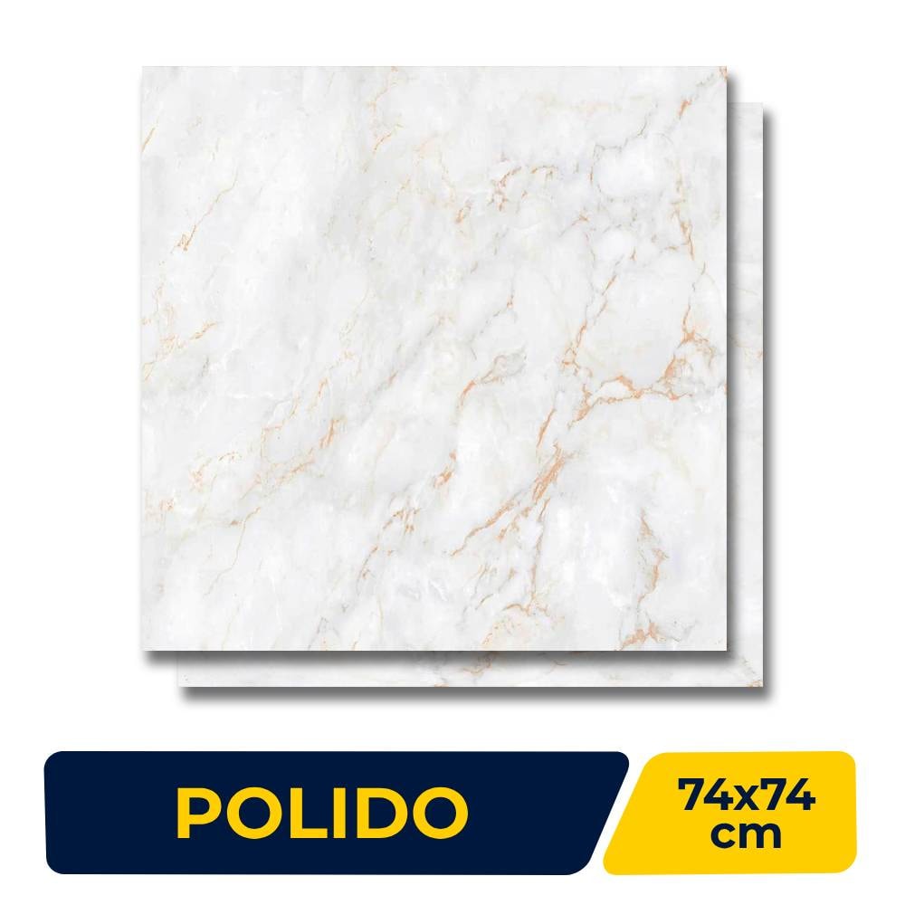 Piso Cerâmico Polido 74x74cm Caixa 2,19m² Inout Adriano Retificado - PPI-70000