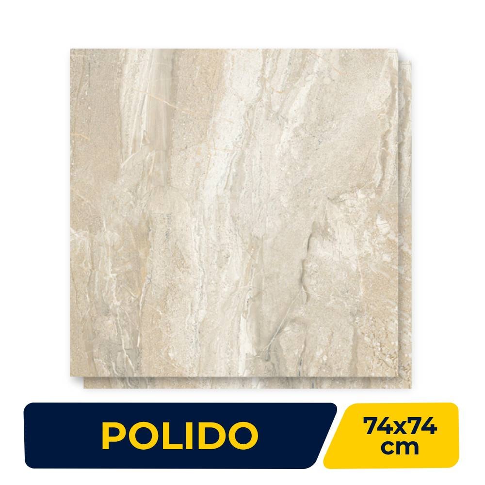 Piso Cerâmico Polido 74x74cm Caixa 2,19m² Inout Bertanha Retificado - PPI-70090