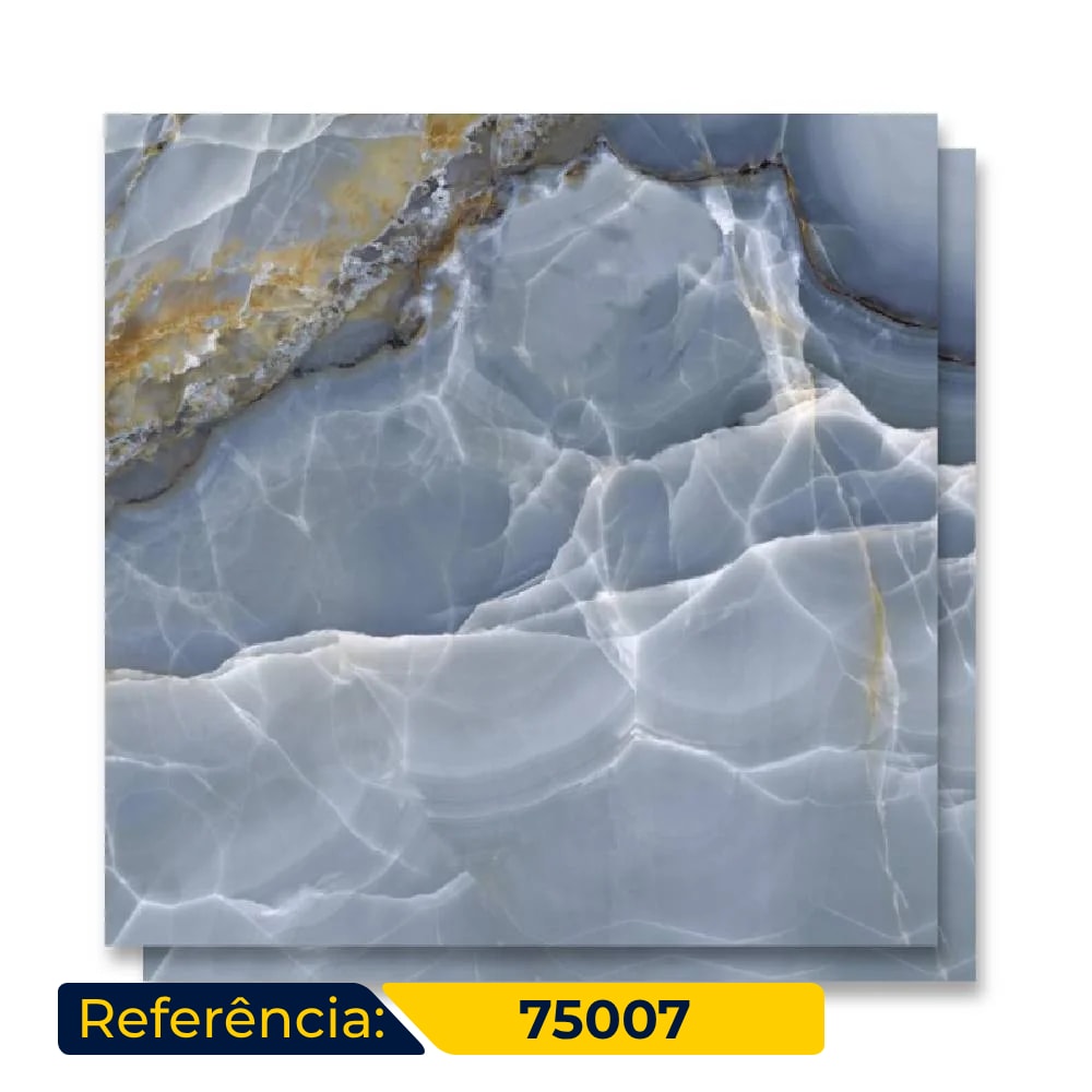 Piso Cerâmico Polido 75x75cm Caixa 2,23m² Karina Onix Blue HD Retificado - 75007