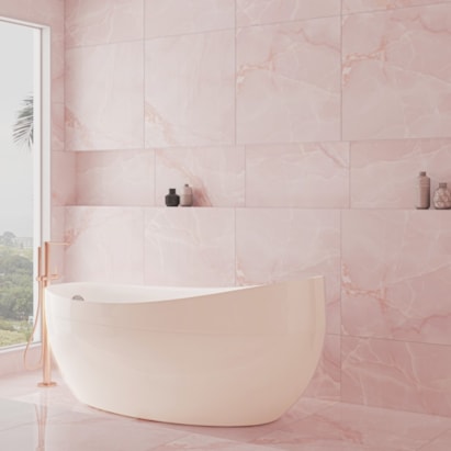 Piso Cerâmico Polido 75x75cm Caixa 2,23m² Karina Onix Pink HD Retificado - 75014