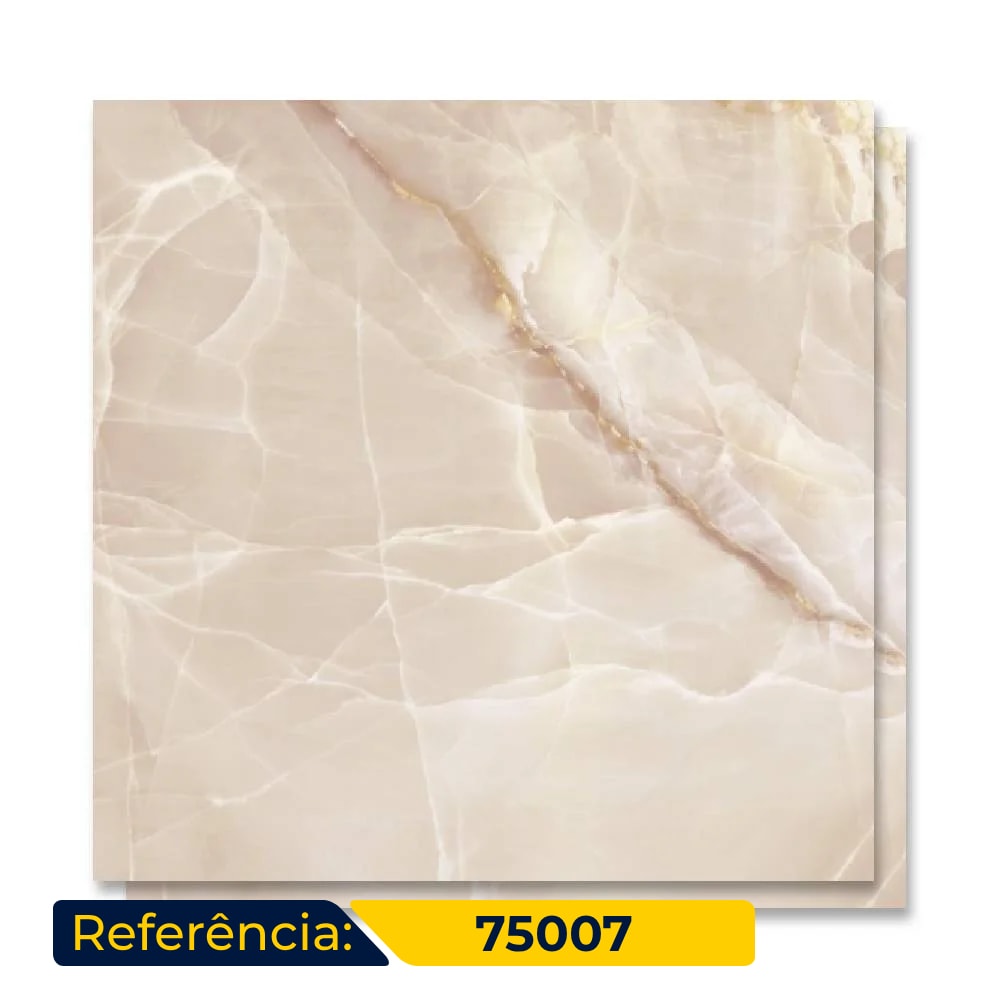 Piso Cerâmico Polido 75x75cm Caixa 2,23m² Karina Onix Pink HD Retificado - 75014