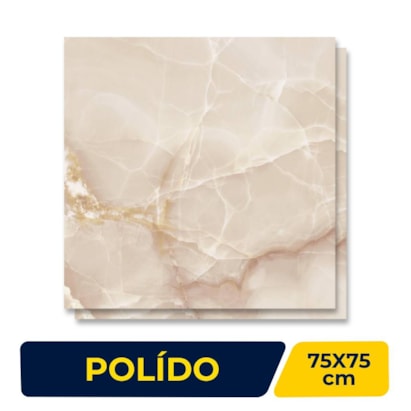 Piso Cerâmico Polido 75x75cm Caixa 2,23m² Karina Onix Pink HD Retificado - 75014