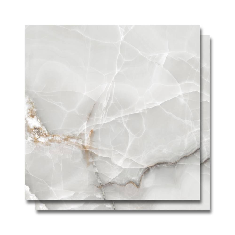 Piso Cerâmico Polido 75x75cm Caixa 2,23m² Karina Onix Silver HD