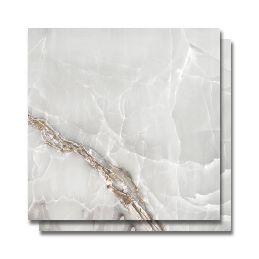 Piso Cerâmico Polido 75x75cm Caixa 2,23m² Karina Onix Silver HD