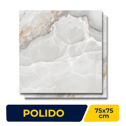 Piso Cerâmico Polido 75x75cm Caixa 2,23m² Karina Onix Silver HD Retificado - 75013