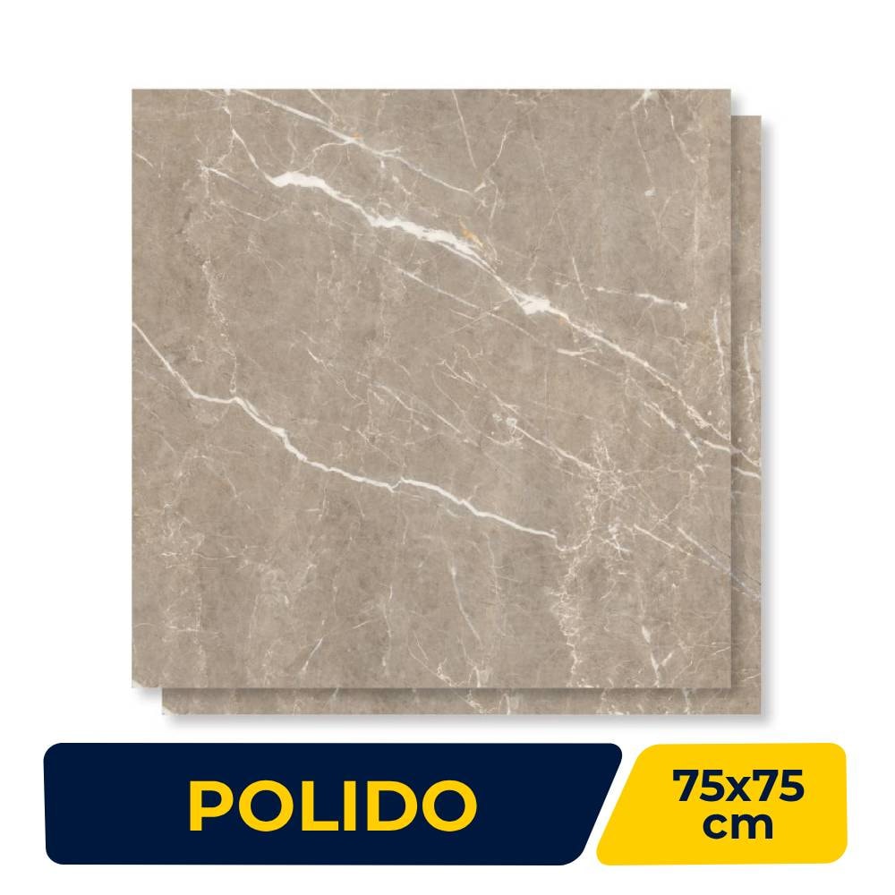Piso Cerâmico Polido 75x75cm Caixa 2,81m² Lume Calabria Brown Retificado