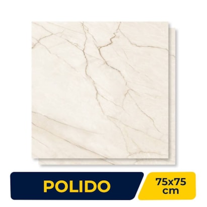 Piso Cerâmico Polido 75x75cm Caixa 2,81m² Lume Modena Bege Retificado