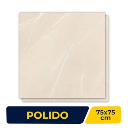 Piso Cerâmico Polido 75x75cm Caixa 2,81m² Lume Pulpins Bege Retificado