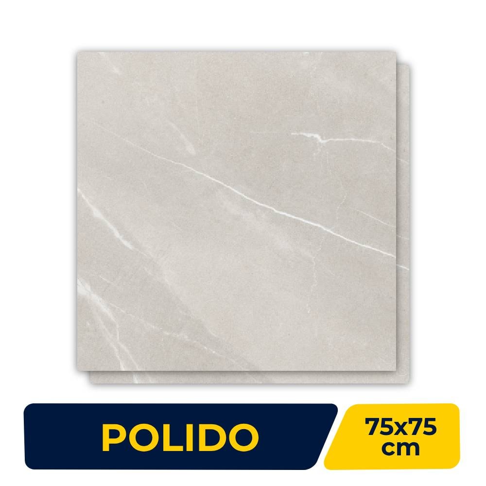 Piso Cerâmico Polido 75x75cm Caixa 2,81m² Lume Pulpins Cinza Retificado