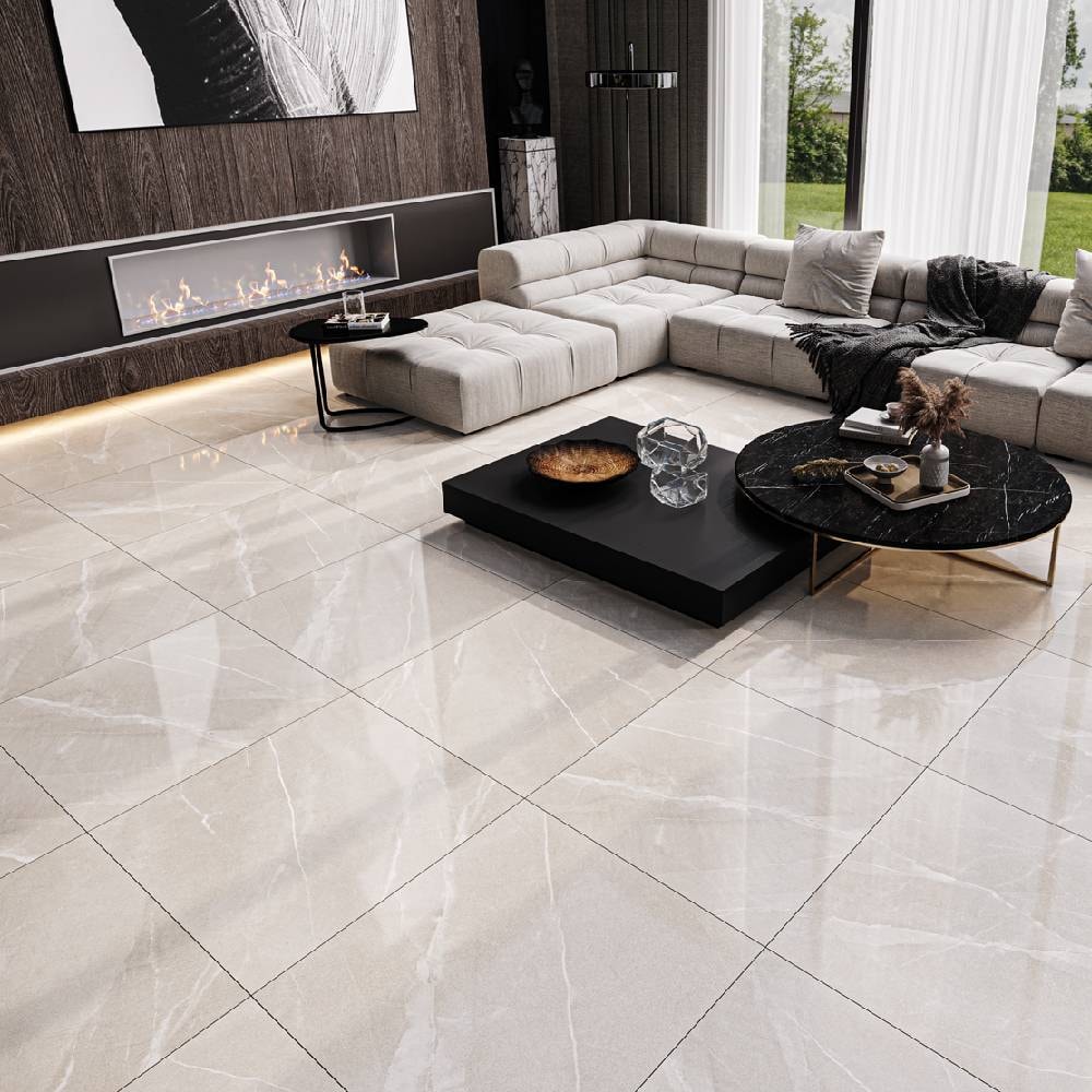 Piso Cerâmico Polido 75x75cm Caixa 2,81m² Lume Pulpis Bege Retificado