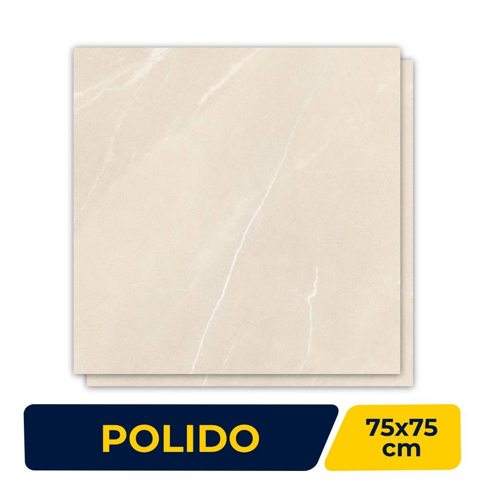 Piso Cerâmico Polido 75x75cm Caixa 2,81m² Lume Pulpis Bege Retificado