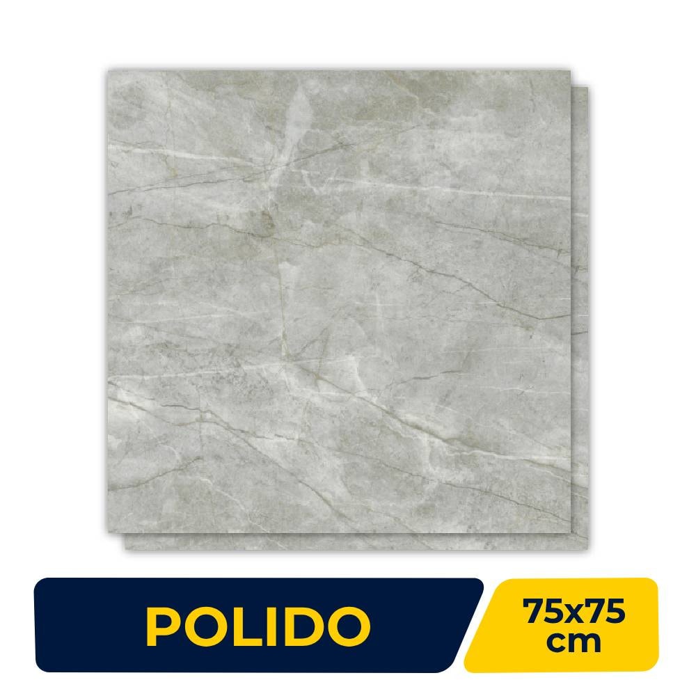 Piso Cerâmico Polido 75x75cm Caixa 2,81m² Lume Safira Green Retificado