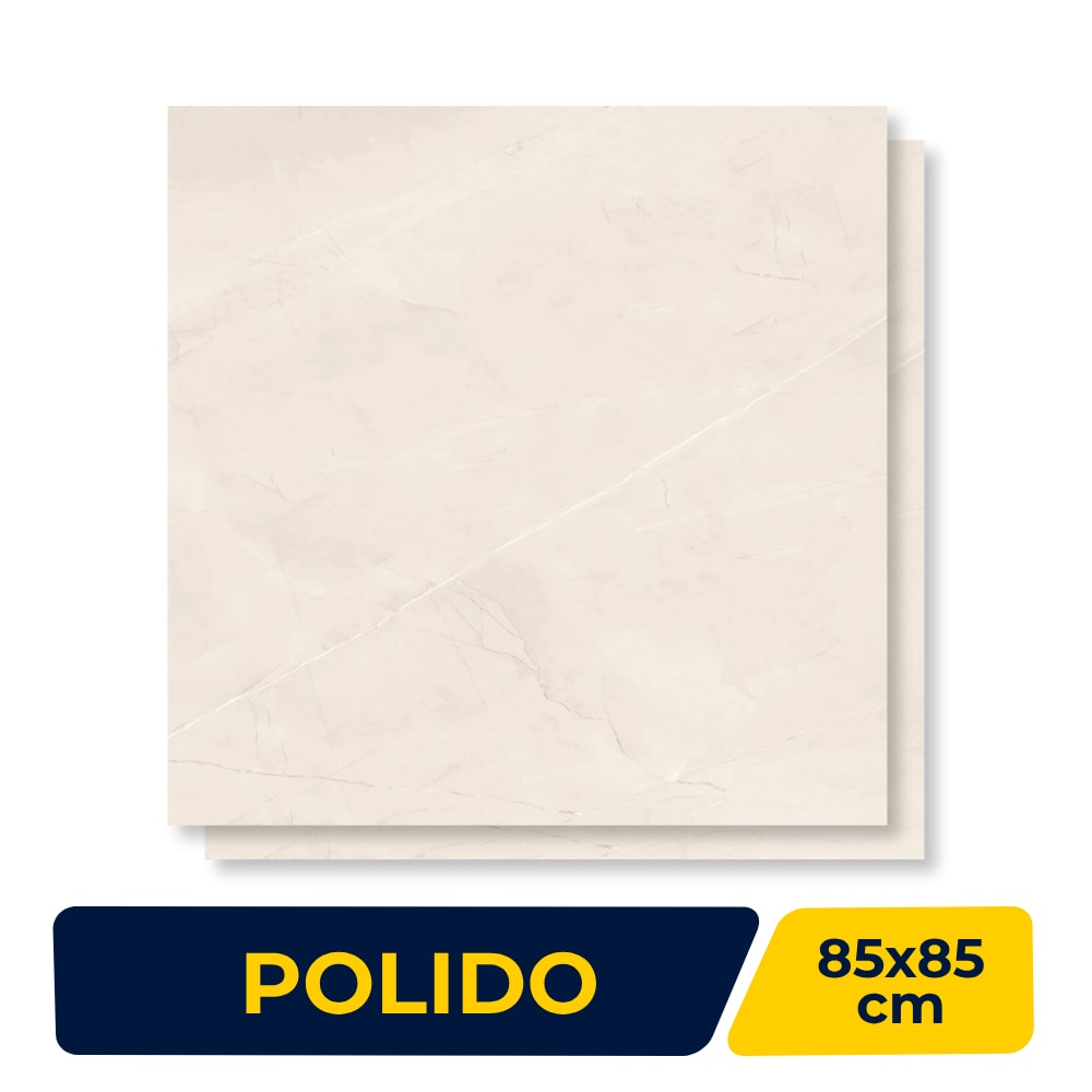 Piso Cerâmico Polido 85x85cm Caixa 2,14m² Lume Allure Crema Retificado