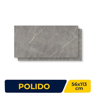 Piso Cerâmico Polido Incopisos 56x113cm Sevilha Gray Retificado - 313003