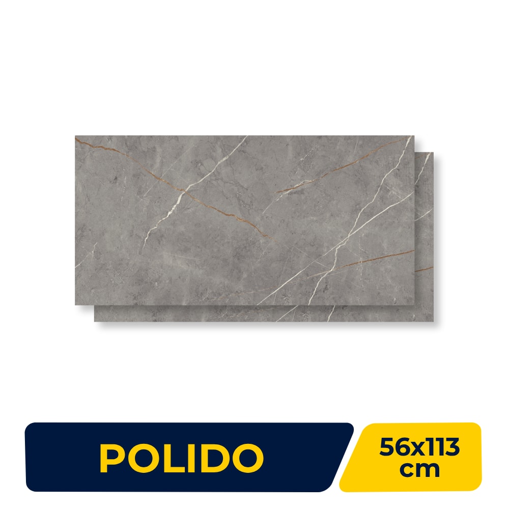 Piso Cerâmico Polido Incopisos 56x113cm Sevilha Gray Retificado - 313003