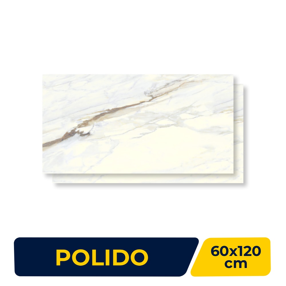 Piso Cerâmico Polido Karina 60x120cm Macchia Oro Retificado - 68017