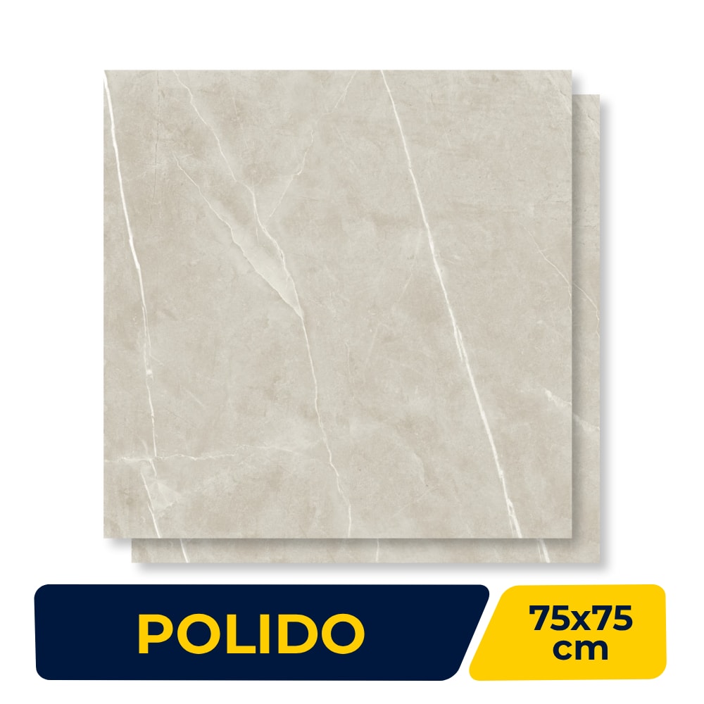 Piso Cerâmico Polido Karina 75x75cm Lumina Beige Retificado - 75040