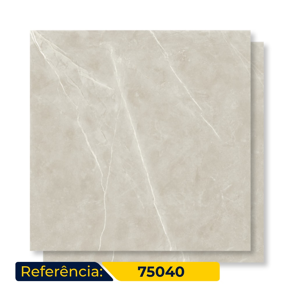 Piso Cerâmico Polido Karina 75x75cm Lumina Beige Retificado - 75040
