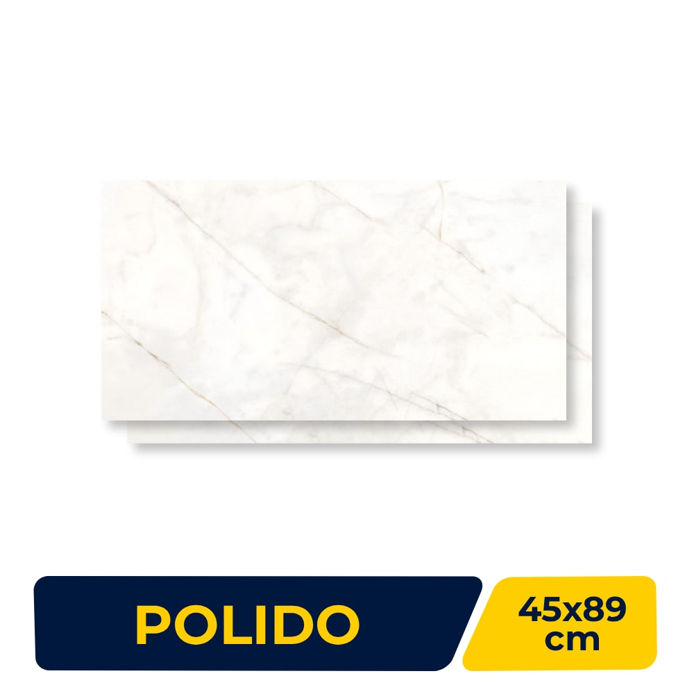 Piso Cerâmico Polido Lume 45x89cm Artemis White Retificado