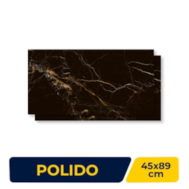 Piso Ceramico Polido Lume 45x89cm Nero Portoro Retificado