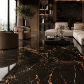 Piso Ceramico Polido Lume 45x89cm Nero Portoro Retificado