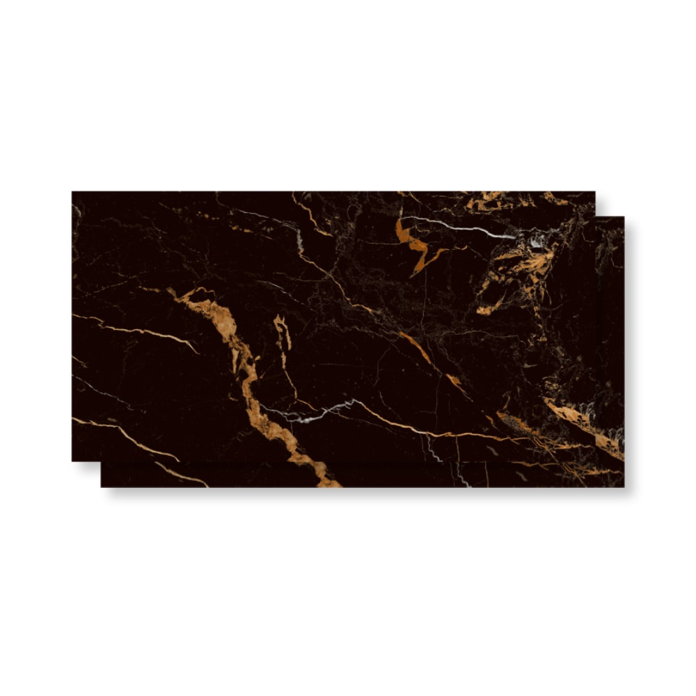 Piso Ceramico Polido Lume 45x89cm Nero Portoro Retificado