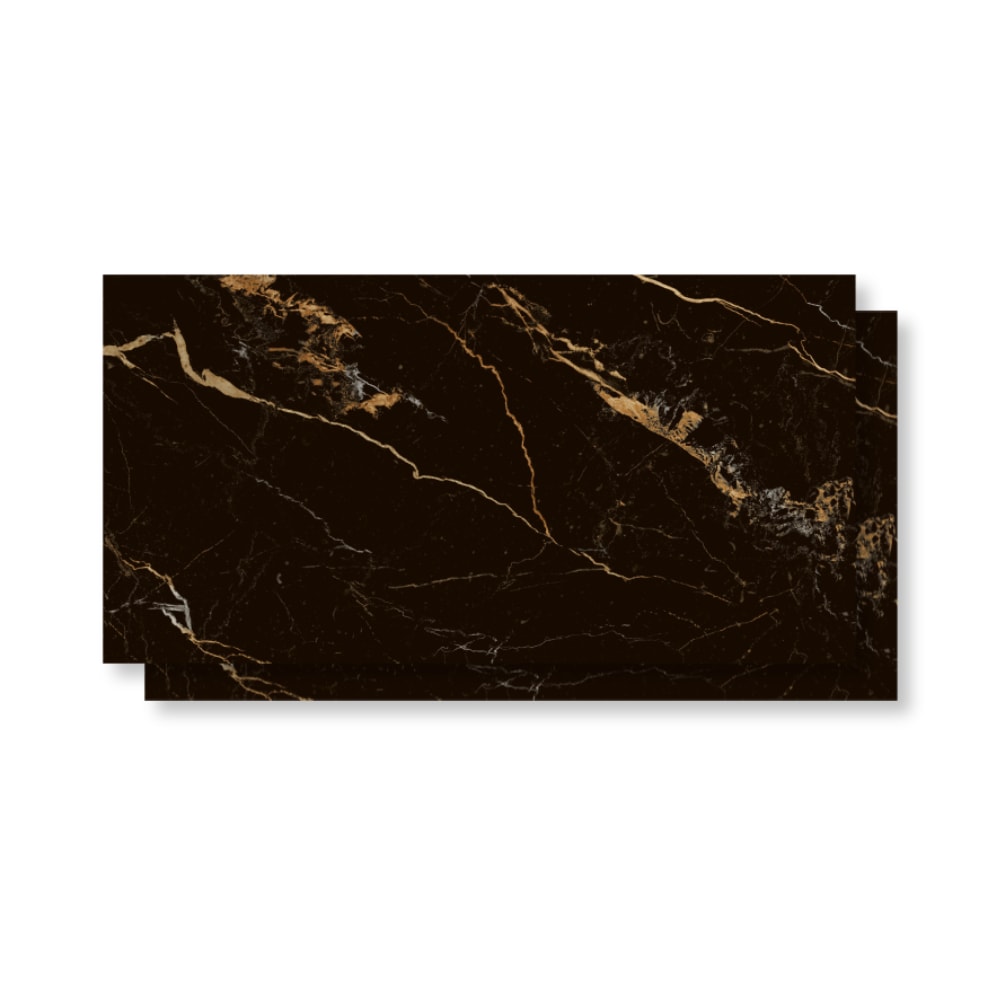 Piso Ceramico Polido Lume 45x89cm Nero Portoro Retificado
