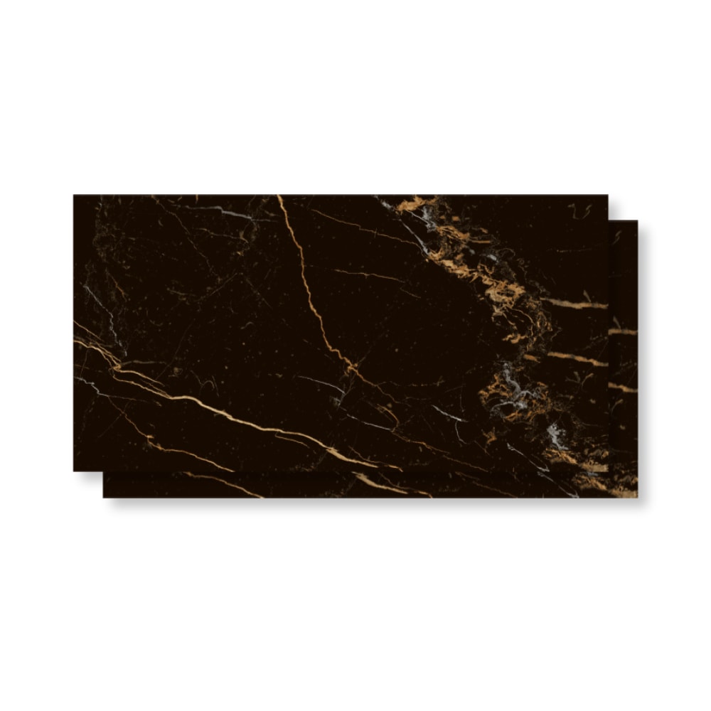 Piso Ceramico Polido Lume 45x89cm Nero Portoro Retificado