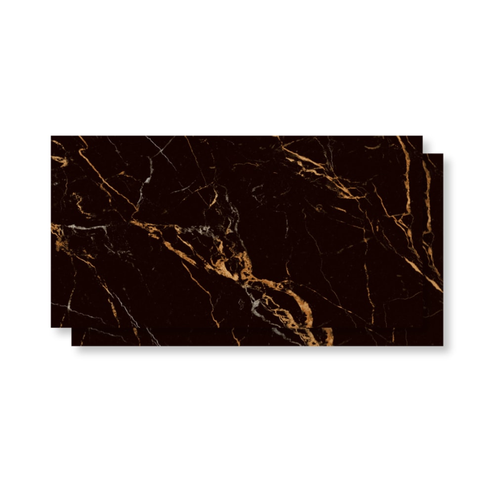 Piso Ceramico Polido Lume 45x89cm Nero Portoro Retificado