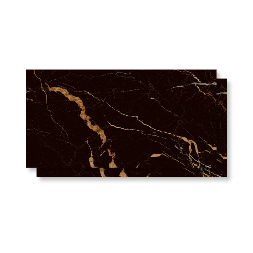 Piso Ceramico Polido Lume 45x89cm Nero Portoro Retificado