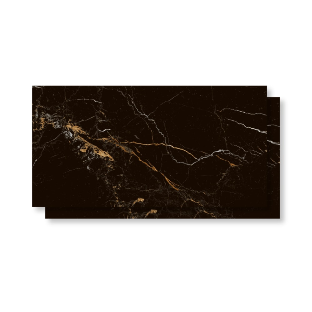 Piso Ceramico Polido Lume 45x89cm Nero Portoro Retificado