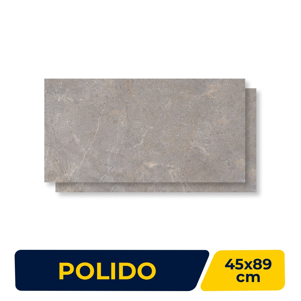 Piso Cerâmico Polido Lume 45x89cm Tokio Gris Retificado
