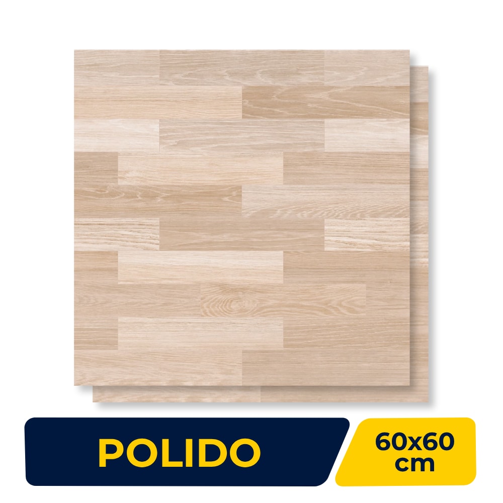 Piso Cerâmico Polido Lume 60x60cm Parquet Almond Retificado