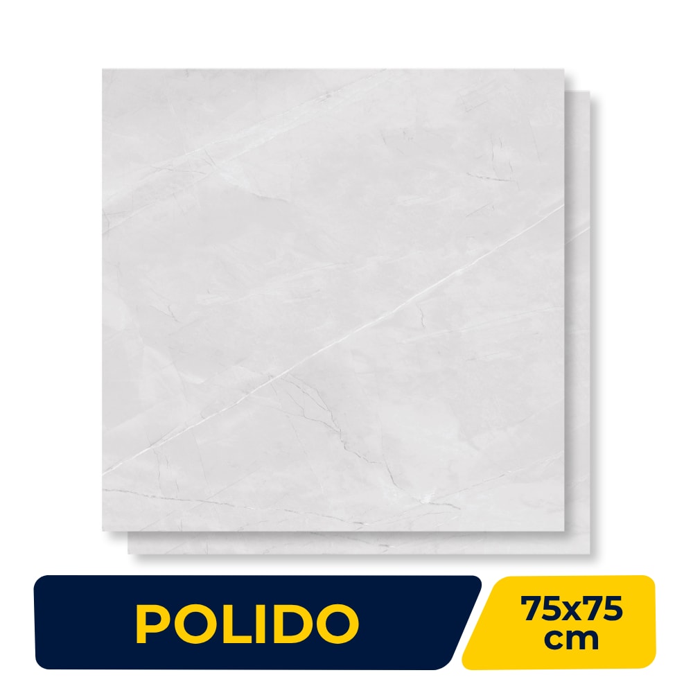 Piso Cerâmico Polido Lume 75x75cm Allure Gris Retificado