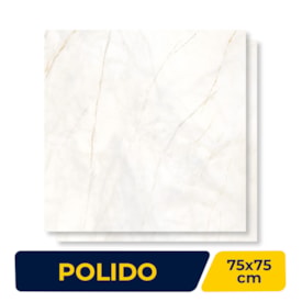 Piso Cerâmico Polido Lume 75x75cm Artemis White Retificado