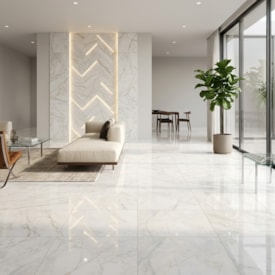 Piso Cerâmico Polido Lume 75x75cm Artemis White Retificado
