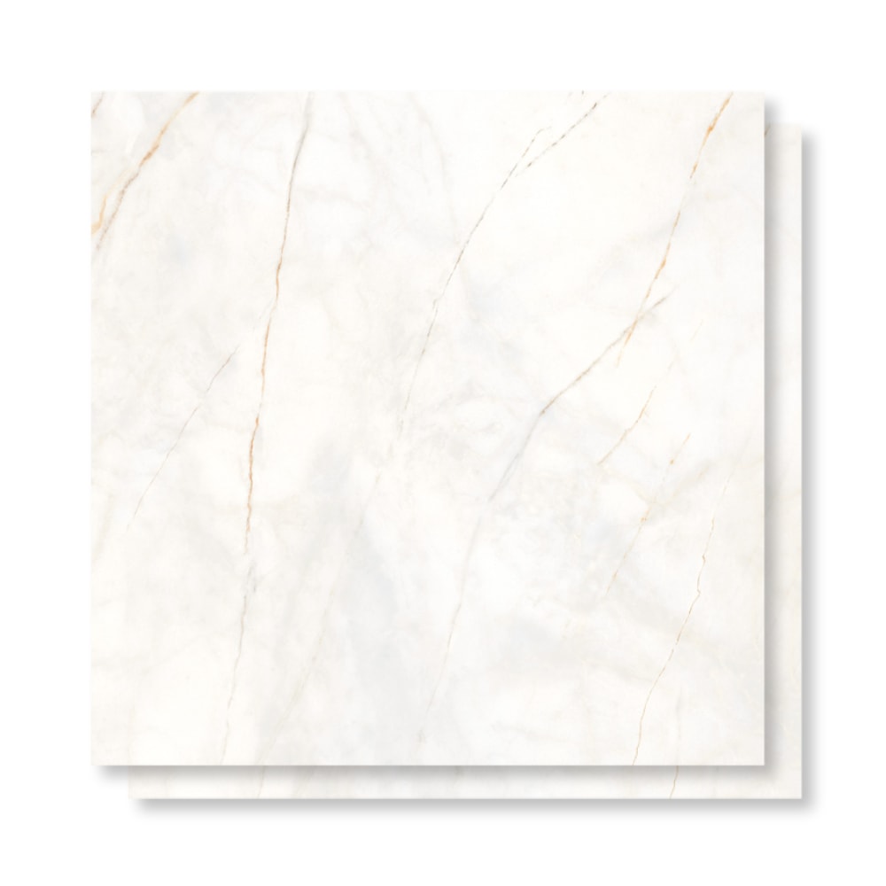 Piso Cerâmico Polido Lume 75x75cm Artemis White Retificado