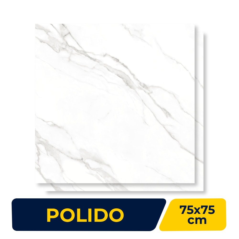 Piso Ceramico Polido Lume 75x75cm Calacata Light Retificado